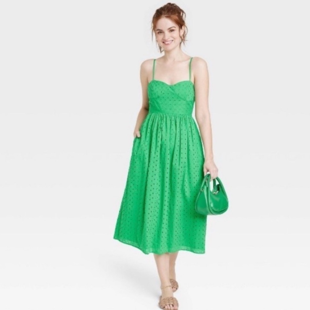 a new day Vibrant Green Midi Dress
